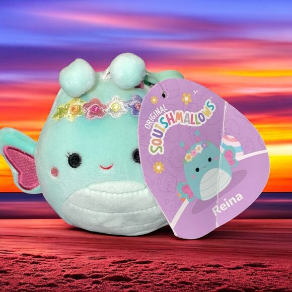 Squishmallows Plush Reina The Butterfly Easter Stuffed Animal Blue Clip On 3.5" - Picture 1 of 13